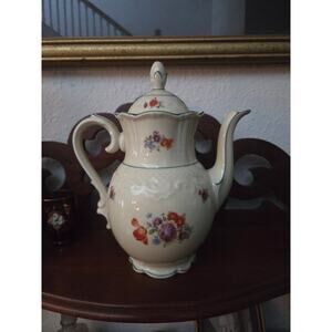 Vintage Schumann Bavaria Germany Porcelain Coffee Tea Pot Floral Relief 8.25"